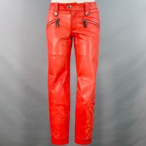 DSQUARED2 Size XS Red Lambskin Leather Low Rise Biker Casual Pants